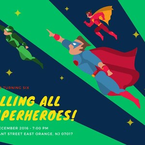 Superhero Birthday Invitation | Editable Canva Template | Comic Book Party Invite | Boy Girl Kids Printable Digital Download