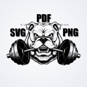 Weightlifting Dog Clipart, Gym Pet Vector (SVG, PNG, PDF) Commercial Use