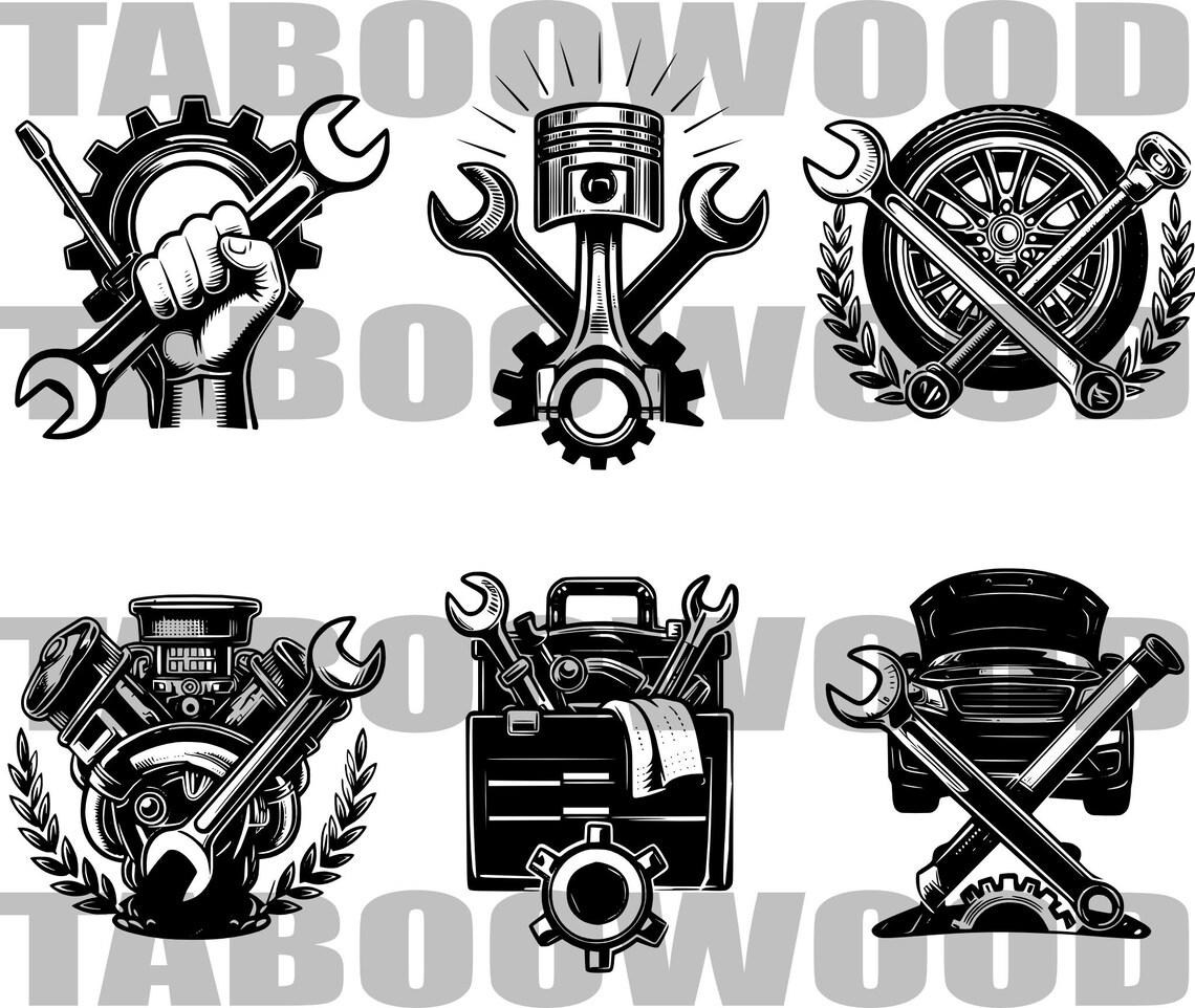 Mechanic SVG Bundle, Automotive Logo Set, Garage Badge Designs ...