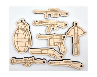 90 Weapon Keychain SVG Bundle | Sword Gun Laser Cut Files | Medieval & Modern Weapons | Glowforge xTool Cricut LightBurn DXF PNG