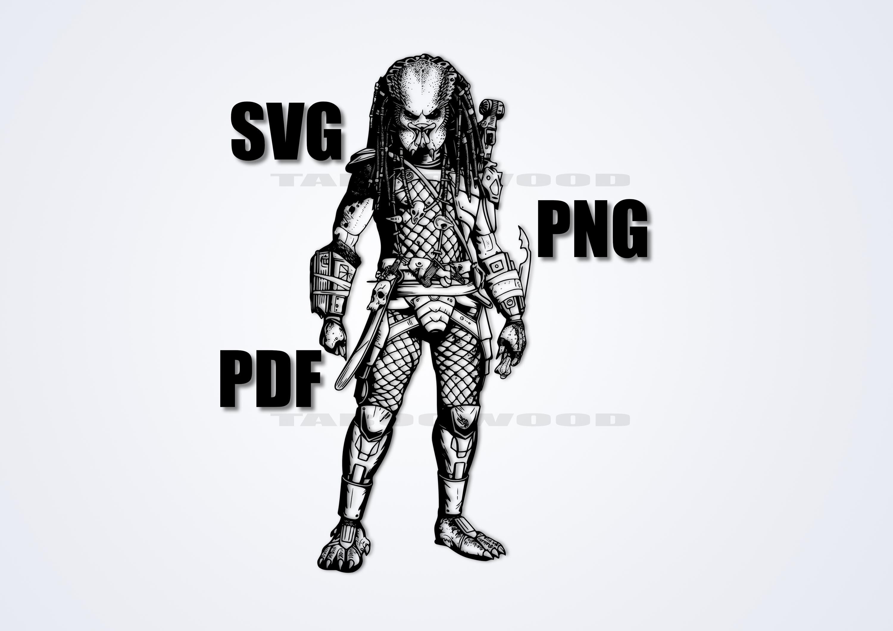 Predator Yautja PNG SVG PDF | Alien Hunter Clipart | Sci‑fi Movie Cut ...