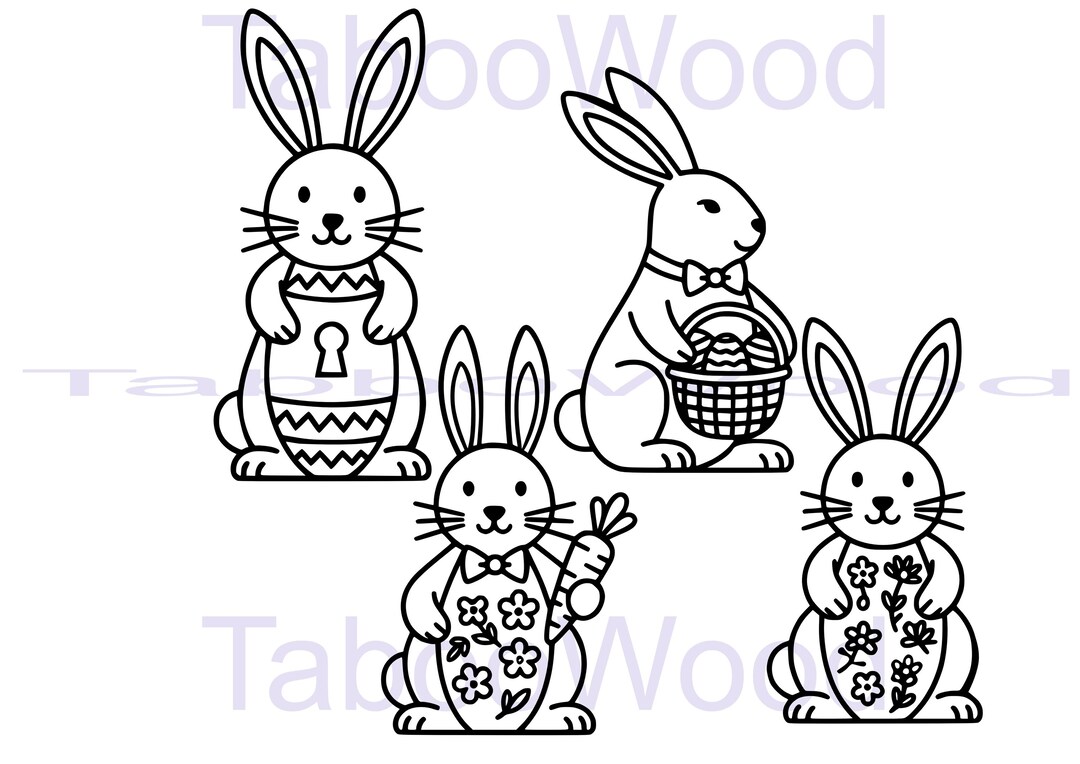 Easter Bunnies SVG, PNG & PDF | Cute Rabbit Clipart | Spring Bunny ...