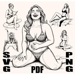 10 Feminine Line Art Drawings | Elegant Women Sitting Poses | Aesthetic Female Figure Clipart | PNG SVG PDF Art Pack for Crafts & Design
