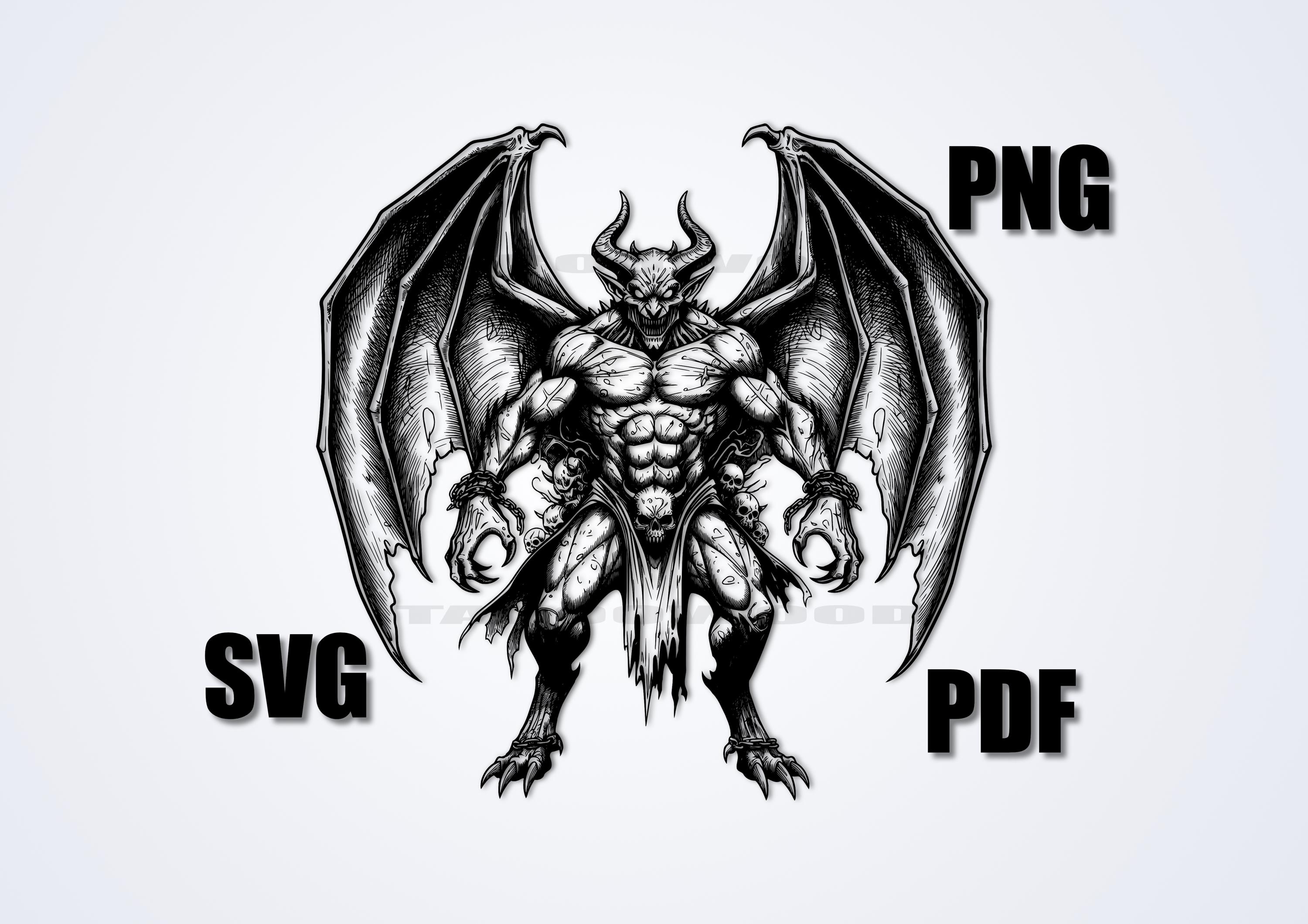Demon Cut Demon SVG, Demon Clipart, Dark Demon PNG, Gothic Demon Cut File, Horror ...
