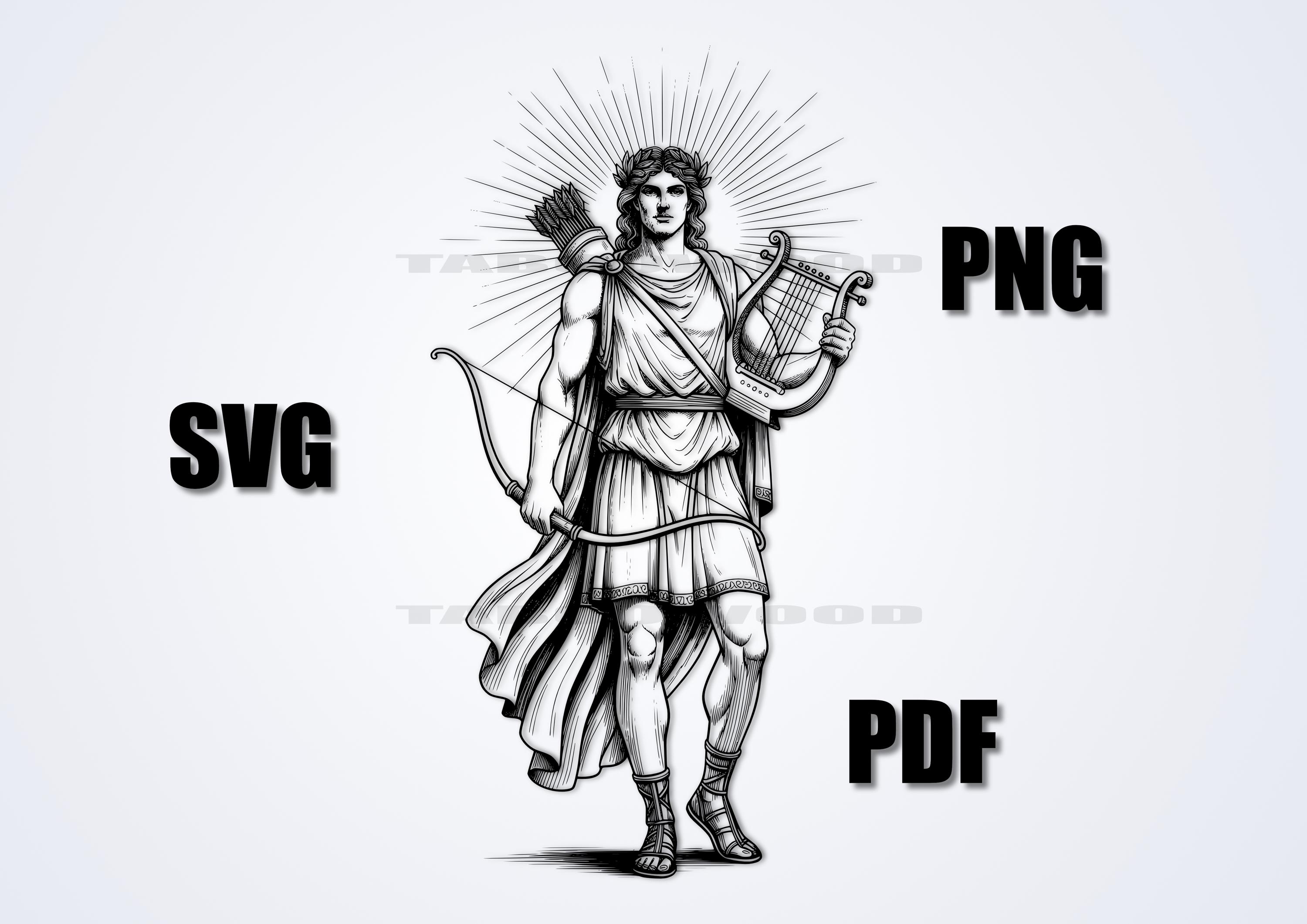 Apollo SVG | Greek God of Sun Music SVG | 2 Versions | Mythology Design ...