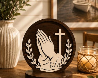 Multi Layer Praying Child Laser Cut Sculpture – Christian Religious Decor – Prayer SVG DXF LightBurn – Candle Holder