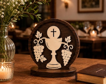 Multi Layer Communion Chalice Laser Cut Sculpture – Christian Eucharist Decor – SVG DXF LightBurn – Candle Holder
