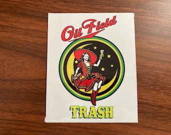 Oilfield Drilling Rig Roughneck Girl On The Moon Beer Logo Hardhat Car Vinyl Decal Sticker