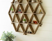 Large Wall Art Vintage Triangle Wood Frame - Wall Decor - Floating Wall Picture Storage Frame, Plants Wall Decor, Wooden Crisscross Shelf