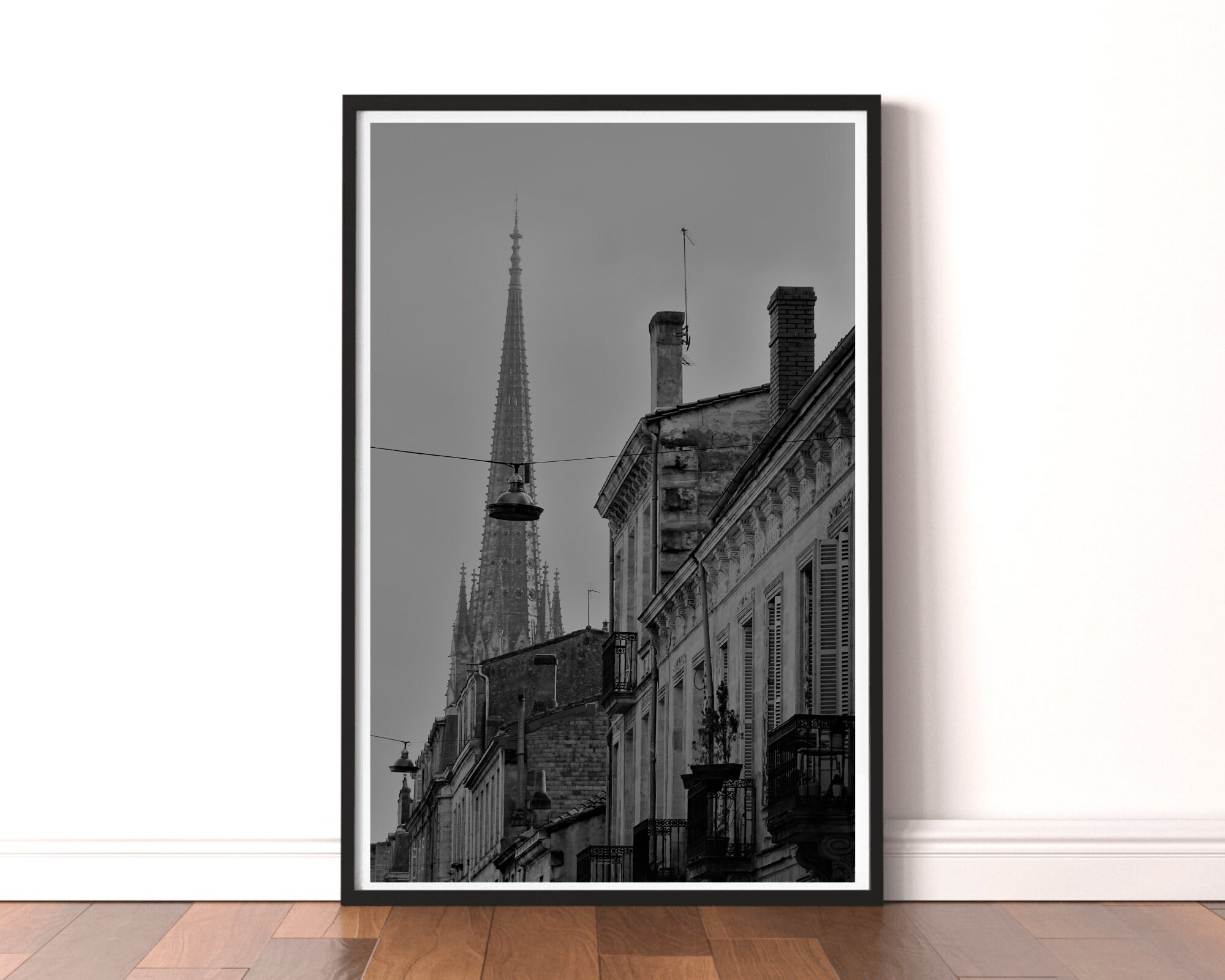 Photo-Poster - Bordeaux France Toits de Photo d'art Noir et Blanc Impression Photographique Affiche 