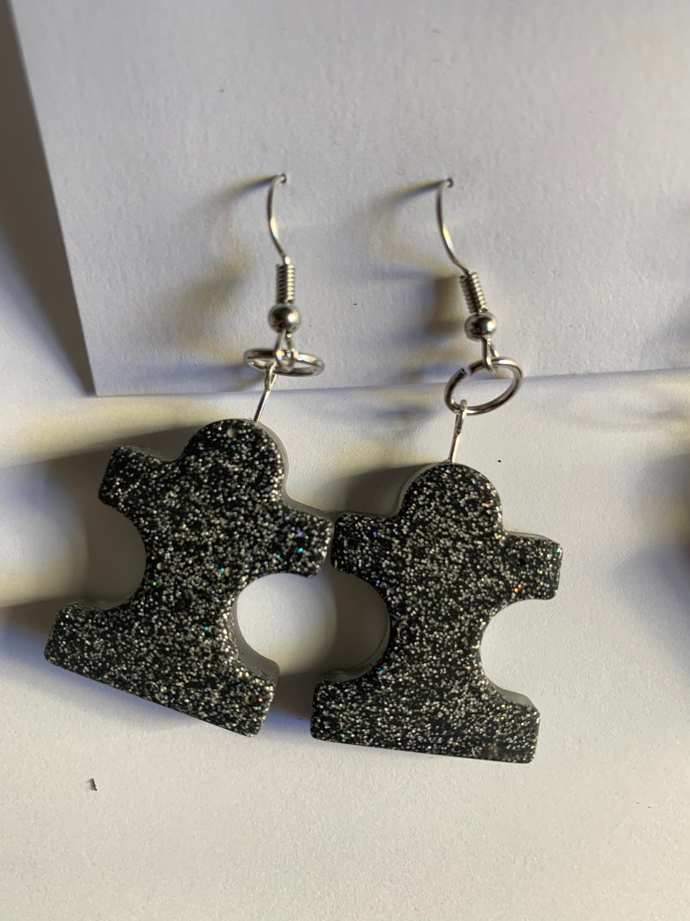 Sparkle Puzzle piece Earrings Etsy