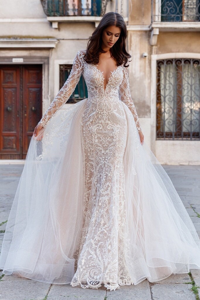 2 in 1 Mermaid Wedding Dress luxury Wedding Dress elegant - Etsy