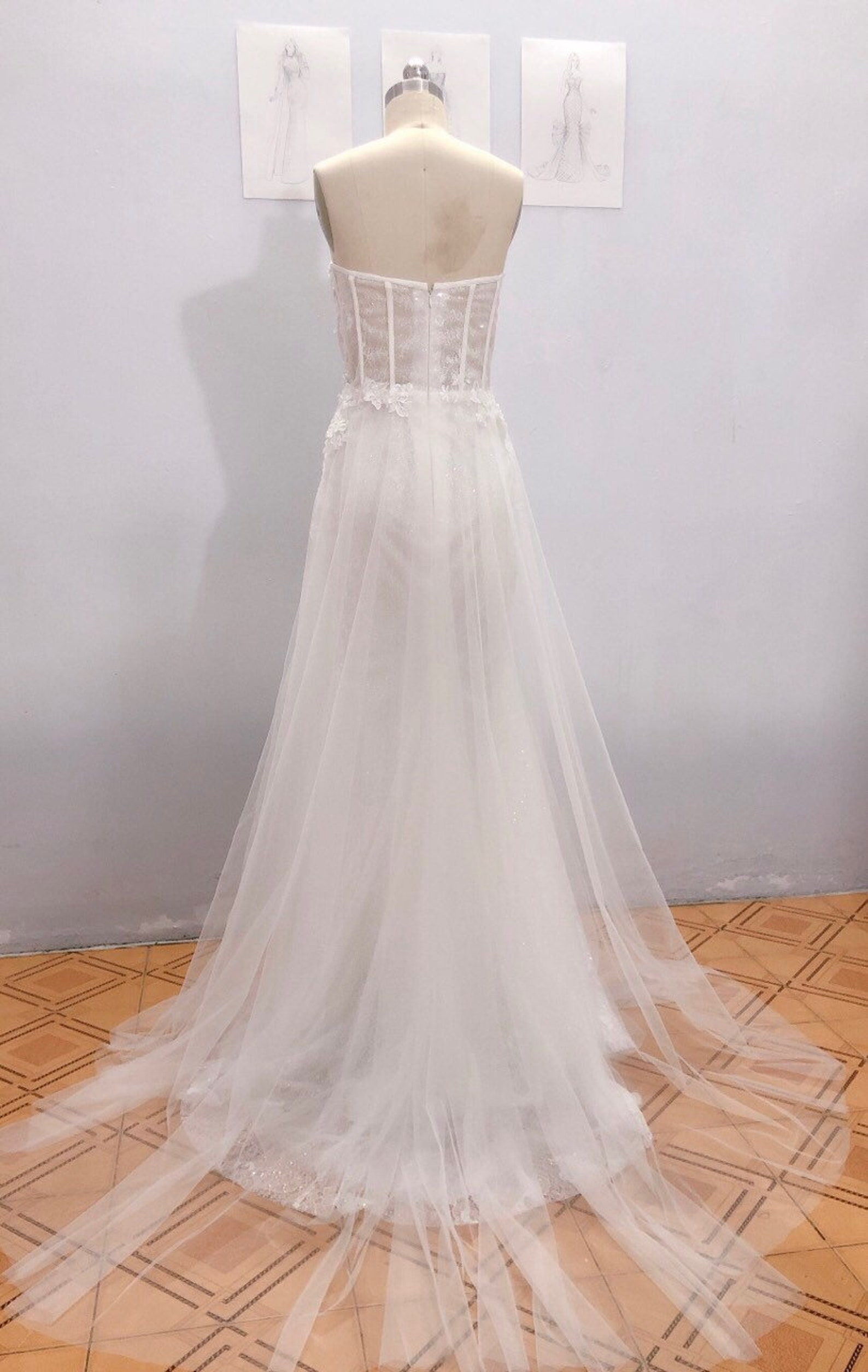 Corset Mermaid Wedding Dress Lace Wedding Dress With Sleeve Etsy