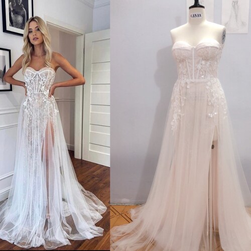 Corset Mermaid Wedding Dress Lace Wedding Dress With Sleeve - Etsy