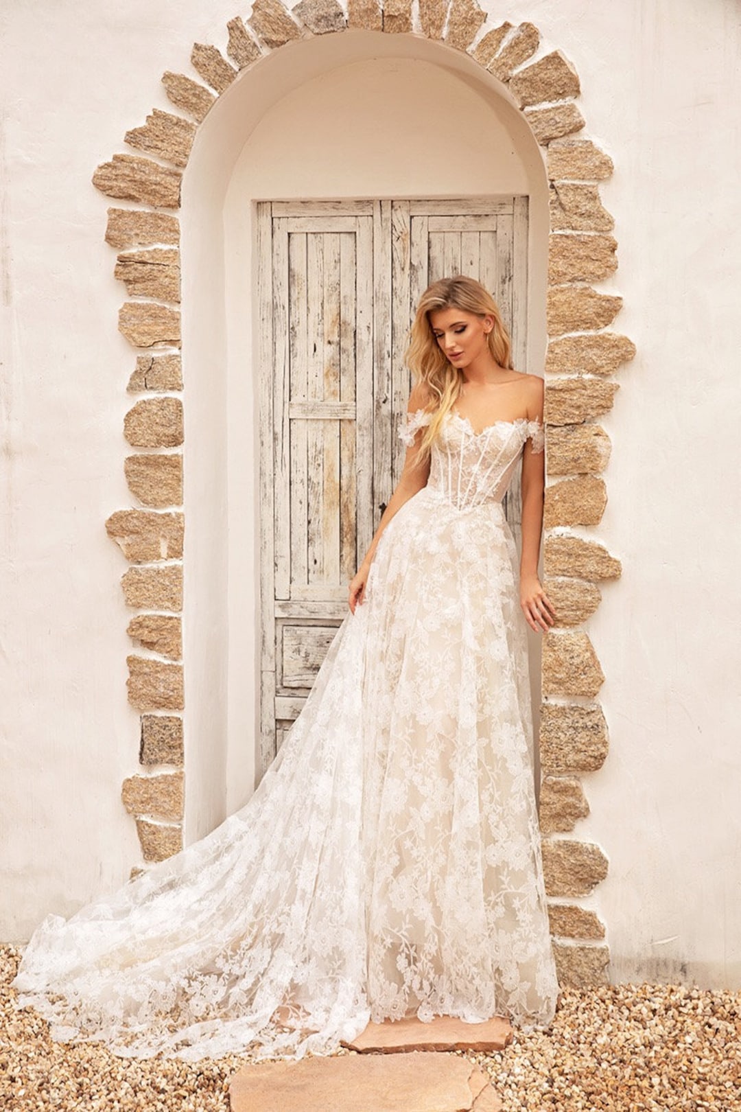 Corset Wedding Dress off Shoulder a Line Wedding Dress lace Etsy