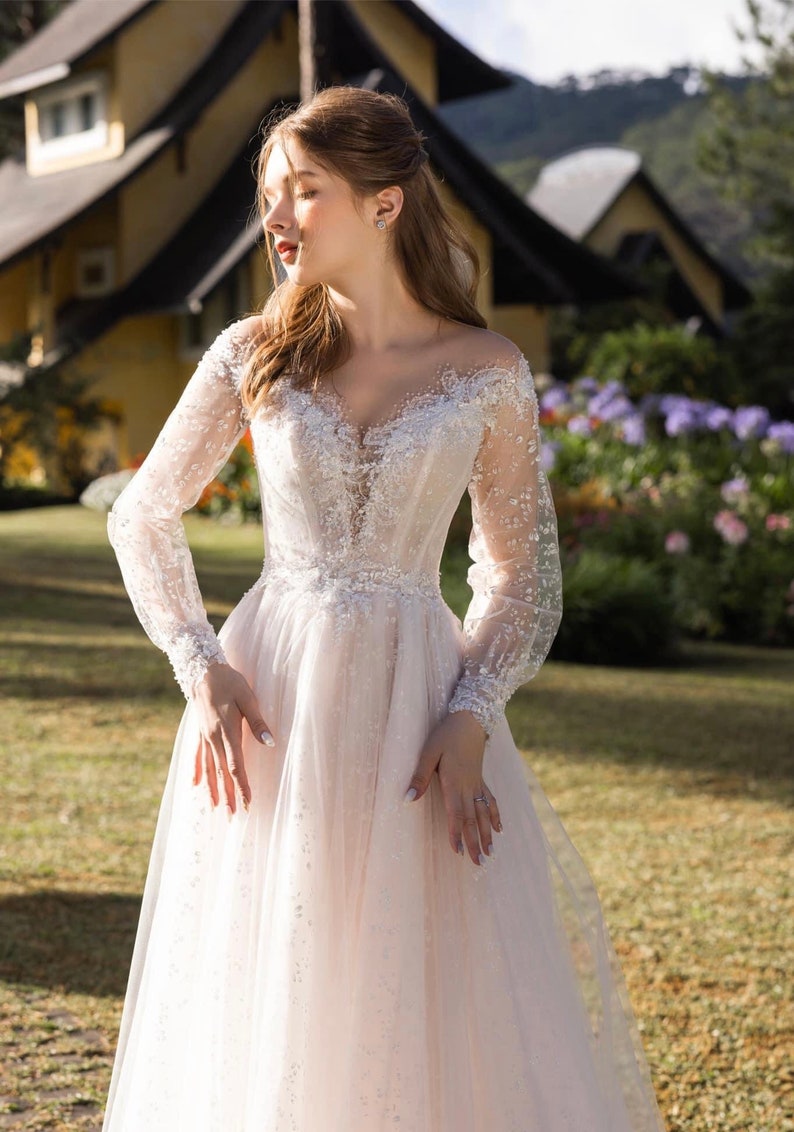 A Line Wedding Dress Boho unique a Line Wedding Dress - Etsy