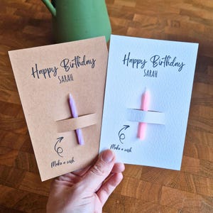 Personalisierte Geburtstagskarte mit Kerze – Kraftpapier DIN A6 – Happy Birthday mit Namen – Karte mit Tortenkerze – Handmade
