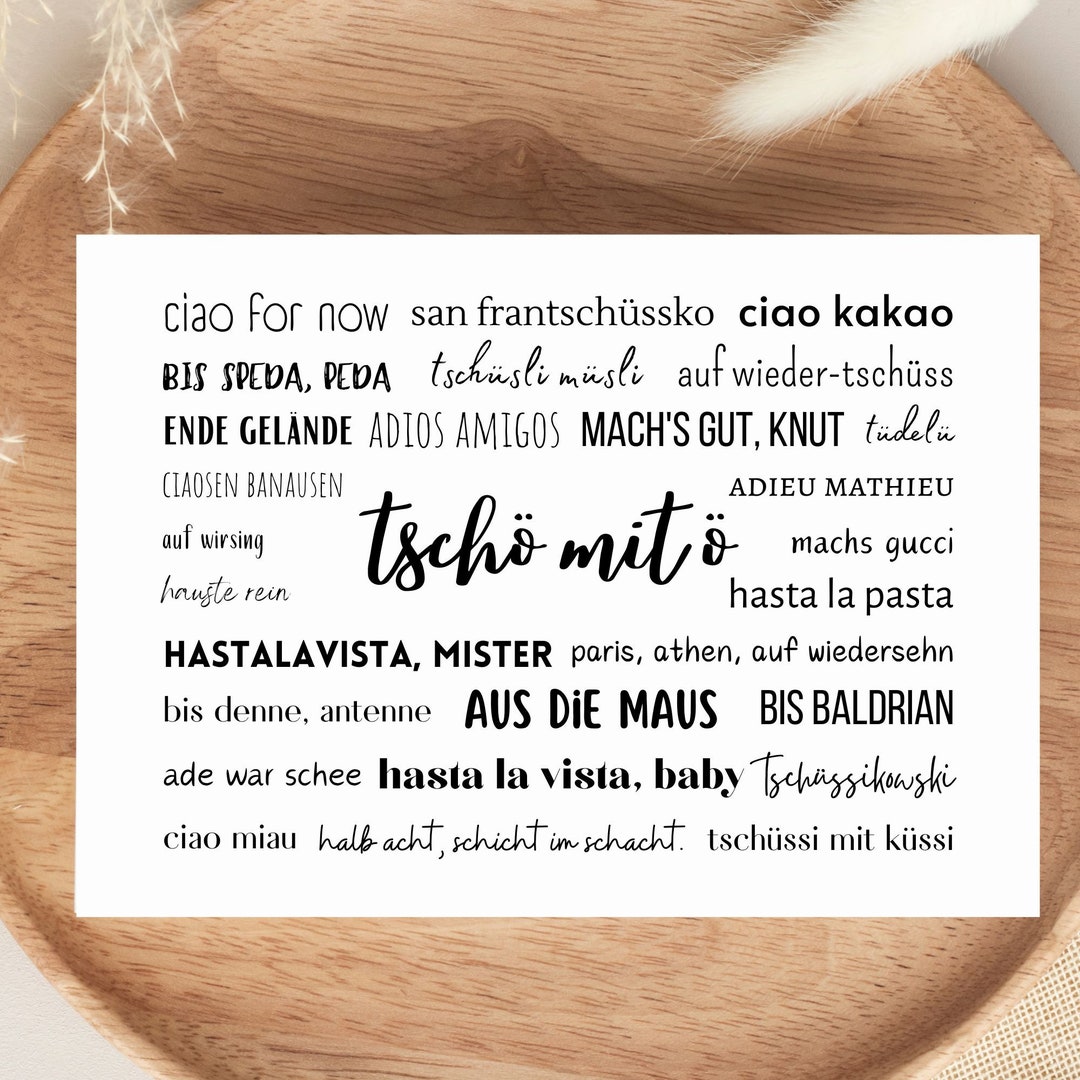 Karte Abschied, tschö mit ö, Postkarte tschüß, lustig, Abschied Kollege, DIN A6 Etsy.de