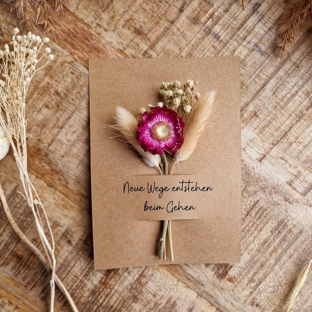 Karte, Neuer Job, Abschied Kollege, Kollegin, Karte haltbaren Blumen