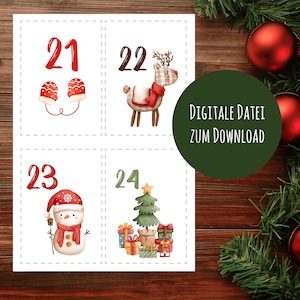 DIY Advent Calendar Numbers to print, Digital File Download, Advent Advent Season Christmas Season Christmas Calendar