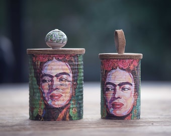 Blech - Dose vintage shabby chic, maritim, upcycling, zum bepflanzen, für Utensilien, Frida Kahlo