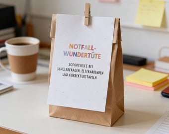 Notfalltüte für Lehrer – Lustiges Abschiedsgeschenk Schule | Wundertüte Lehrer | Geschenk Lehrerin