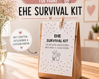 Kit de supervivencia matrimonial: archivo digital imprimible | Regalo de boda divertido y práctico | Regalo de aniversario para parejas | Último minuto