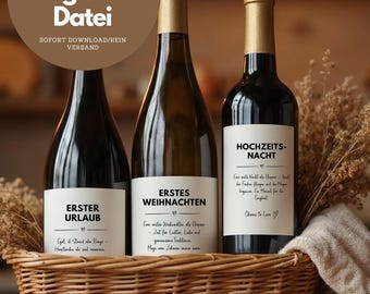 Milestone Wine Labels - DIY Wedding Gift | Wine Basket Gift | Digital Download