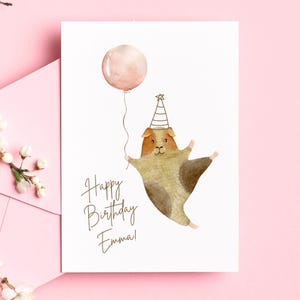 Karte zum Geburtstag, lustig, personalisiert mit Namen, Happy Birthday, Hamster, aqaurell Motiv, Klappkarte