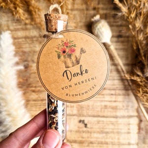 Reagenzglas, Danke von Herzen, Geschenk, Blumensamen, statt Blumen, Karte, Danke, Geschenk für Frauen