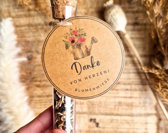 Reagenzglas, Danke von Herzen, Geschenk, Blumensamen, statt Blumen, Karte, Danke, Geschenk für Frauen
