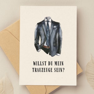 Karte Willst du mein Trauzeuge werden, aquarell, Trauzeugen fragen, A6 Karte mit Umschlag