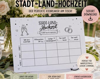 City Country Wedding – Fun Game for Guests – Perfect Icebreaker at the Table – Instant Download – Printable Wedding Games