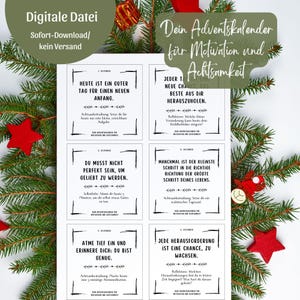 Advent calendar for motivation and mindfulness, digital file for download, mindfulness advent calendar for printing, last minute