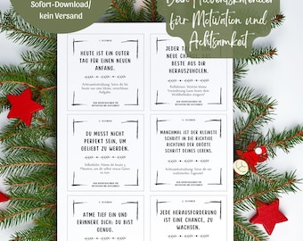 Advent calendar for motivation and mindfulness, digital file for download, mindfulness advent calendar for printing, last minute
