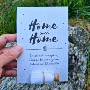 Einzugskarte mit Salz & Spruch – HOME sweet Home | Karte zum Einzug | Reagenzglas mit Salz | Klappkarte/Postkarte DIN A6