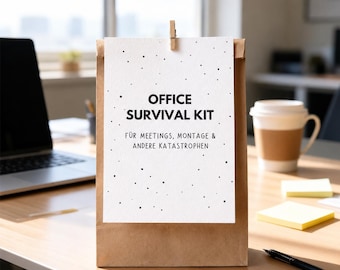 Office Survival Kit – Lustige Büro Notfall Tüte für Kollegen – Abschiedsgeschenk Arbeit – Willkommensgeschenk neuer Job