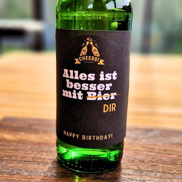 Beer label gift for men for his birthday, last minute label to download, print immediately, happy birthday