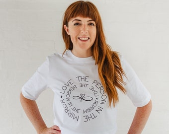 Boxy Organic Cotton T-Shirt: Infinity Love Graphic Tee in White or Grey