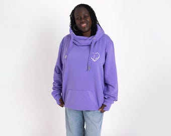 Ladies Cowl Neck Hoodie with Love Heart