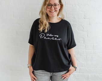 Women's Oversized French Slogan T-shirt - 100% Organic Short Sleeve round neck Graphic T-shirt