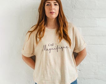 Women's French Slogan Cotton T-shirt - 100% Organic Short Sleeve round neck Graphic T-shirt