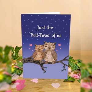 Tarjeta de felicitación con dos búhos enamorados - Eco - "Solo los Twit-Twoo de nosotros" para el día de San Valentín/aniversario/propuesta/boda/cónyuge/pareja/parejas