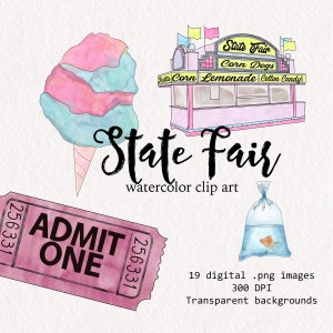 State Fair, County Fair, Carnival Watercolor Clipart | 19 PNG watercolor files