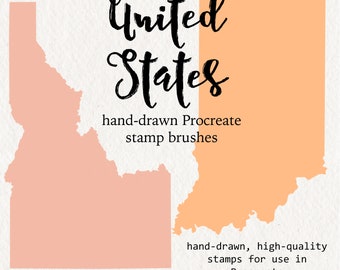 50 Procreate Brush Stamps United States Solid States| brush set for Procreate with USA Stamps including all 50 states