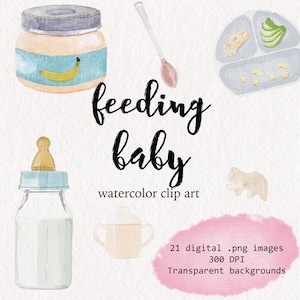 Clipart acquerello di alimentazione del bambino