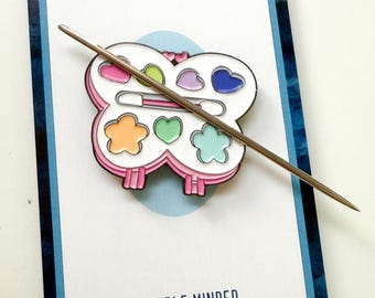 Childhood Makeup Palette Needleminder | Y2K Nostalgia Enamel Needle Keeper