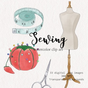 Sewing Supplies Watercolor Clipart | sewing supplies clipart, hand drawn clipart, sewing machine png