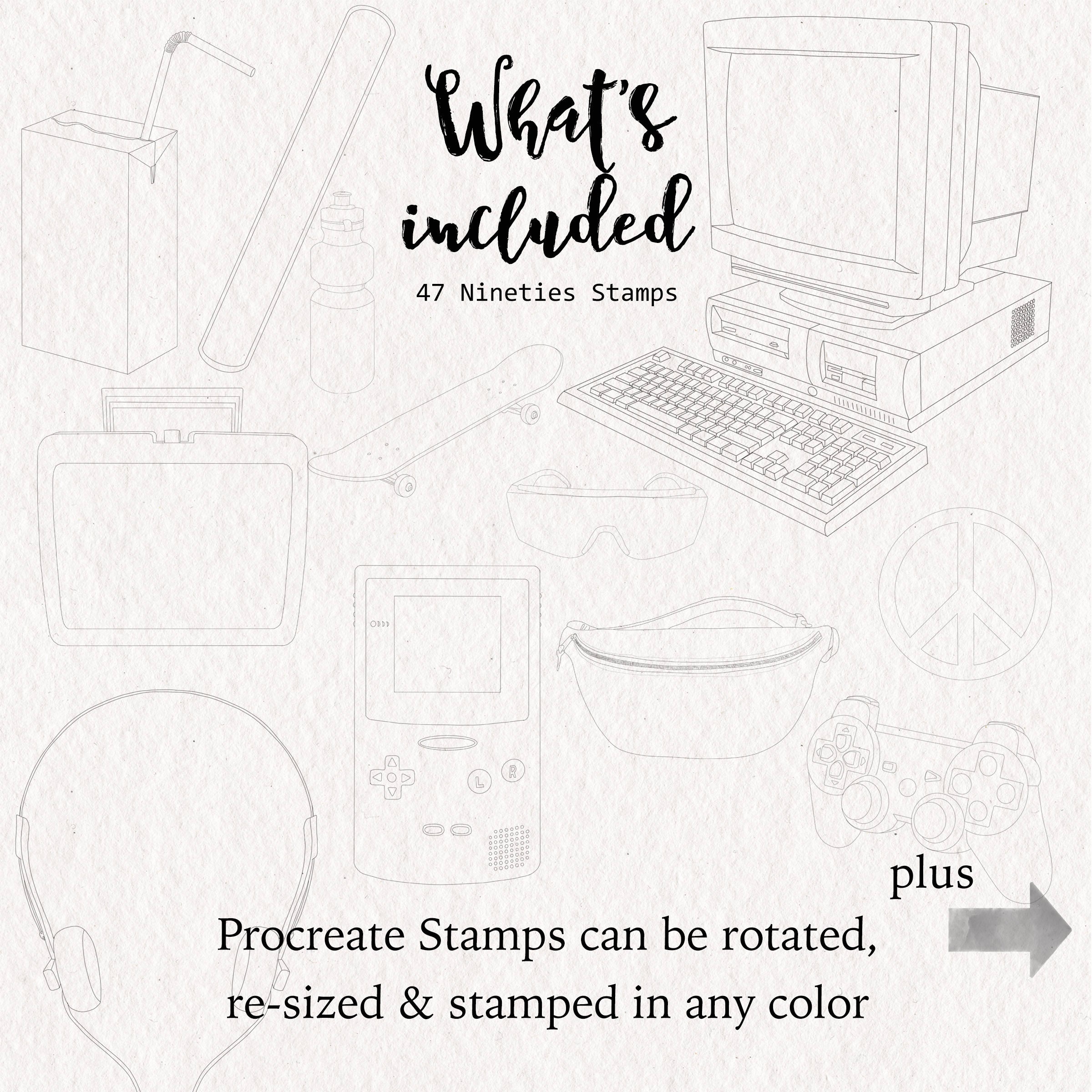 Procreate Brush Stamps 90's Brush Set for Procreate - Etsy
