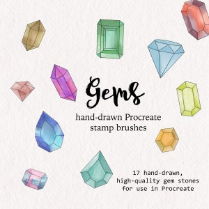 Gem Procreate Pinselstempel | 17 Edelsteine Pinselset für Procreate